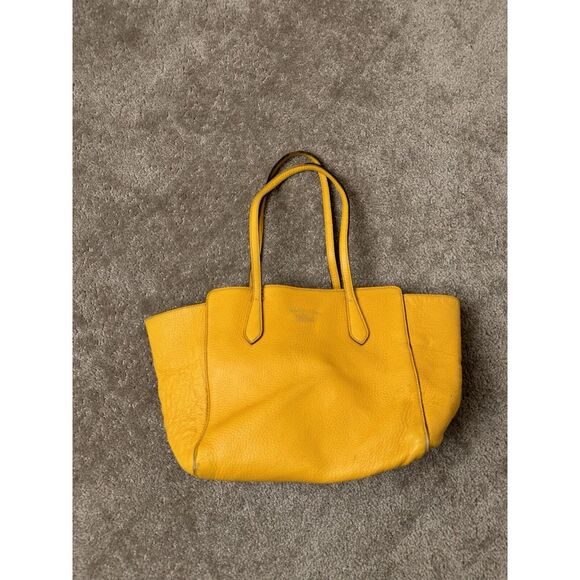 Gucci Swing Yellow Gold Hardware Leather Tote Bag Shoulder Storage Lad - Picture 1 of 16